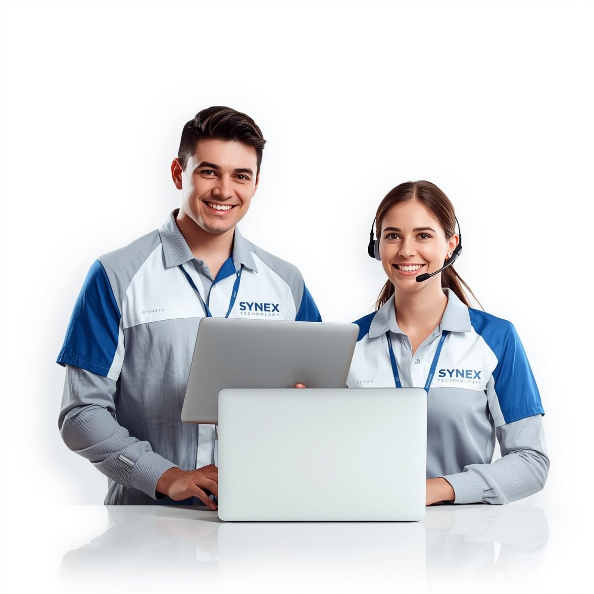 Synex Technology support team with laptops