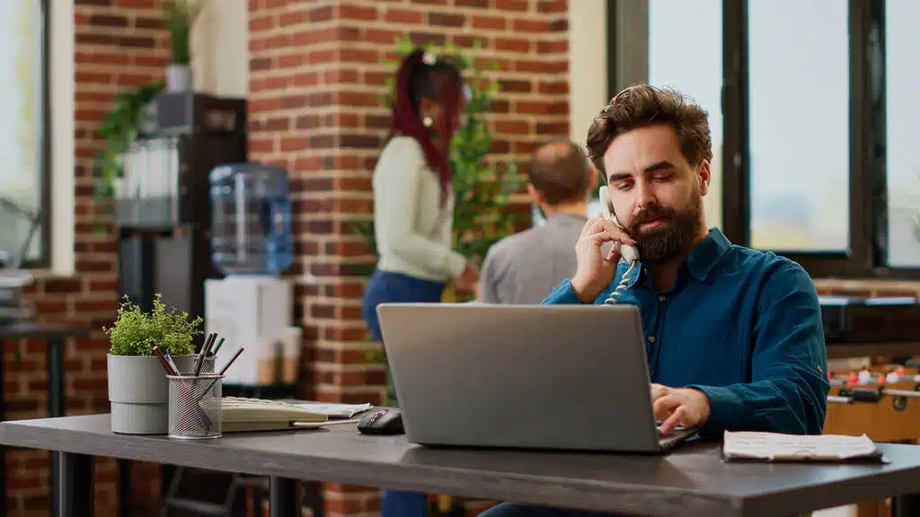 Employee answering phone